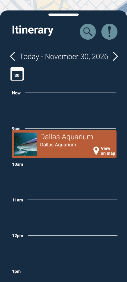 Prototype of itinerary page