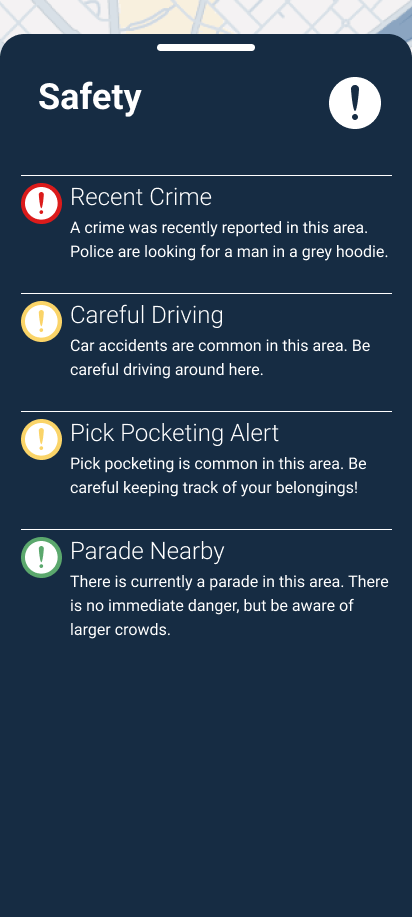 Prototype of safety alerts