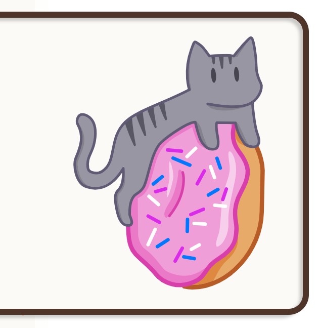 Cat sitting on a donut