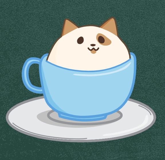 Cat sitting in a teacup